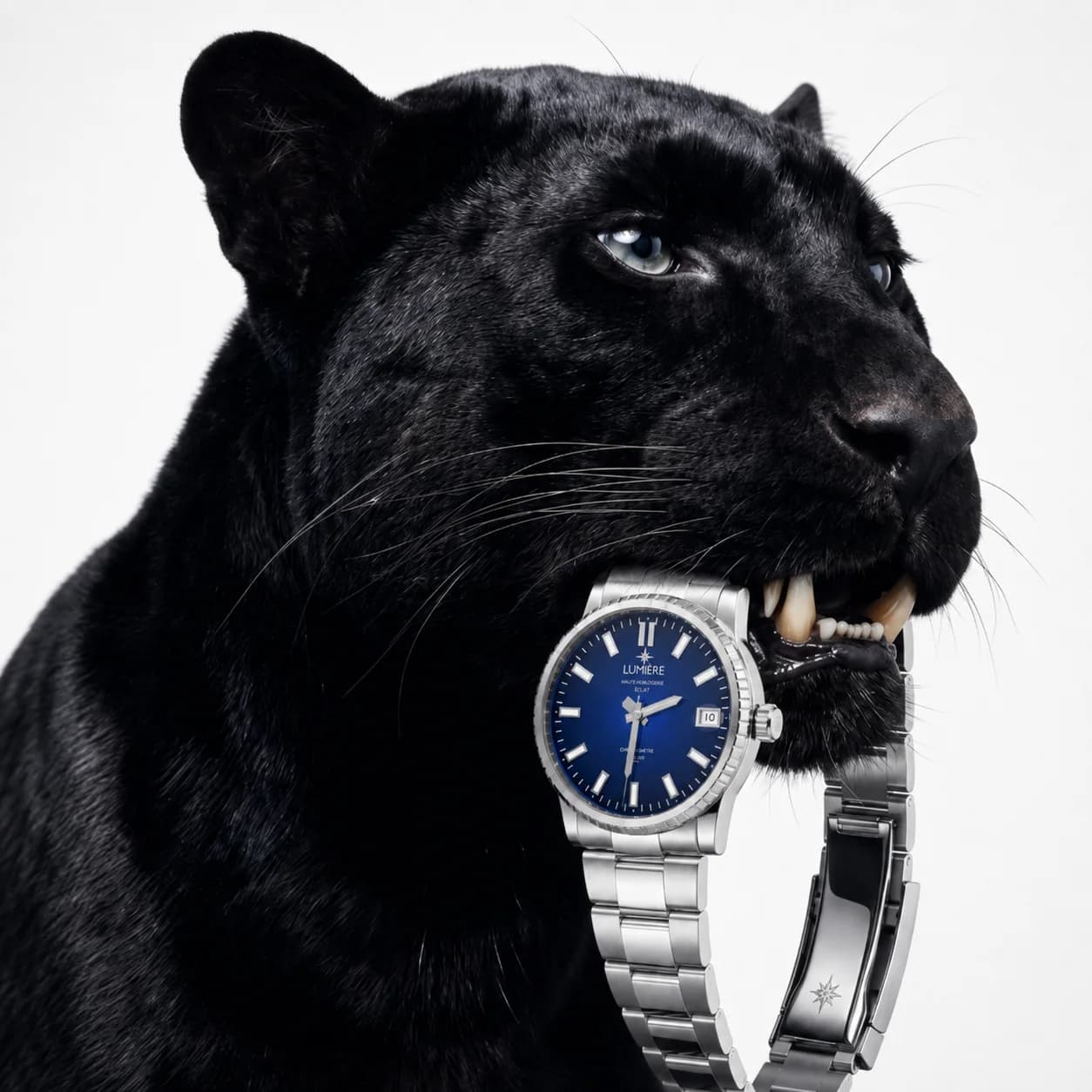 A black panther holding the Lumière Éclat